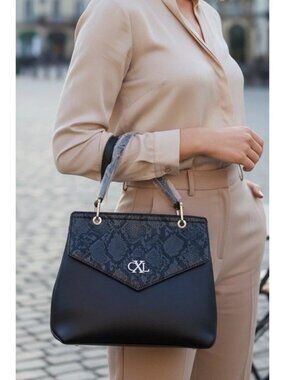 CXL Christian Lacroix Sable Prism Python Satchel Black Top Handle Bag Sexy Date